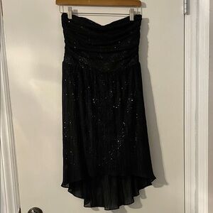 Express Black Strapless High-Low Sequin Cocktail Dress